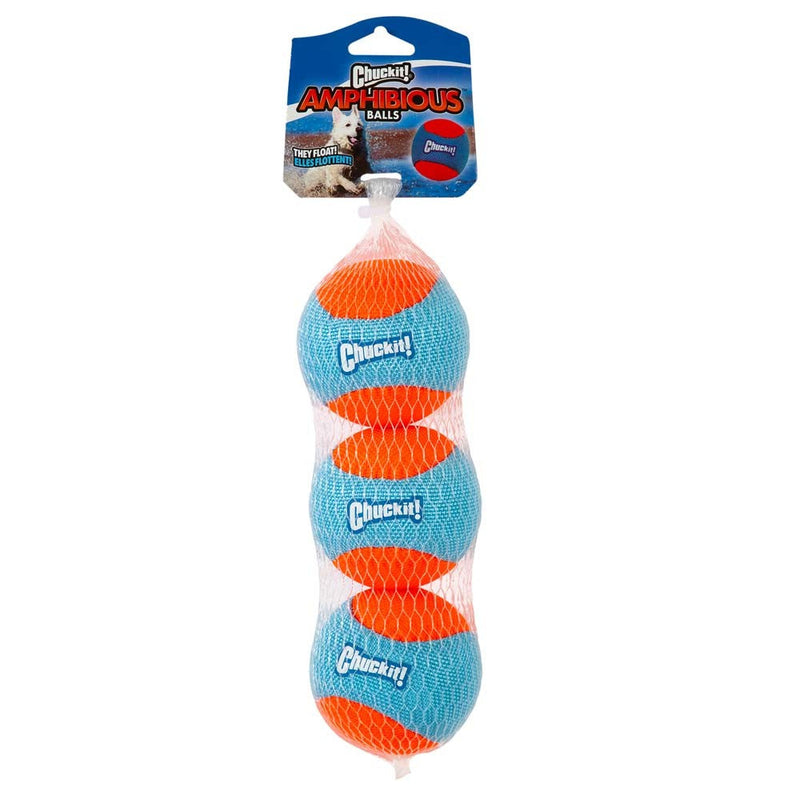 Chuckit! Amphibious Balls Dog Toy Blue/Orange 1ea/3 pk, MD