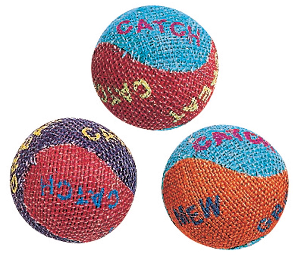 Spot Burlap Ball Catnip Toy Assorted 1.5 in 3 Pack