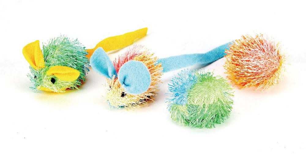 Spot Stringy Mice and Ball Cat Toy with Catnip Assorted 2 in 4 Pack