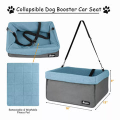 JESPET & GOOPAWS Dog Booster Seats for Cars, Portable Dog Car Seat Travel Carrier with Seat Belt for 24lbs Pets