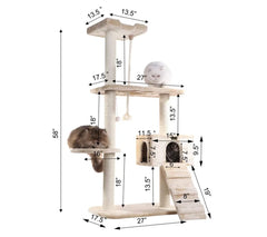 Armarkat Natural Sisal Scratching Cat Tree 58 Height BGE