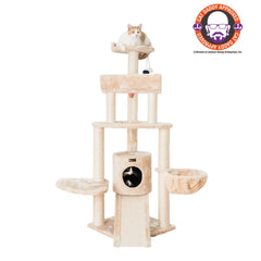 Armarkat Real Wood Spacious Thick Fur Cat Tower W Lounge