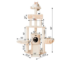 Armarkat Real Wood Spacious Thick Fur Cat Tower W Lounge