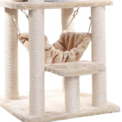 Real Wood 65" Cat Tree With Hammock, Playhouse A6501