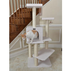 Armarkat Ivory 57" High Cat tree, Fleece Covered Cat Climber