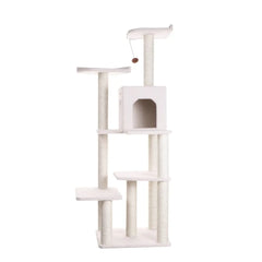 Real Wood B6802 Classic Cat Tree In Ivory 6 Levels Condo