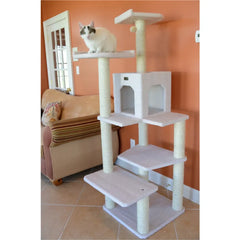 Real Wood B6802 Classic Cat Tree In Ivory 6 Levels Condo