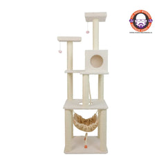 Real Wood B7301 Classic Ivory Cat Tree, 4 Levels With Rope