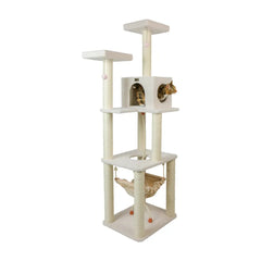 Real Wood B7301 Classic Ivory Cat Tree, 4 Levels With Rope