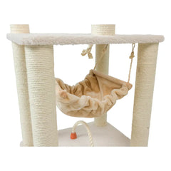 Real Wood B7301 Classic Ivory Cat Tree, 4 Levels With Rope