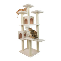 Real Wood Classic Ivory Cat Tree Multi Levels Condos B7701