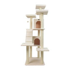 Real Wood Classic Ivory Cat Tree Multi Levels Condos B7701