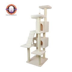 Real Wood Classic Ivory Cat Tree Multi Levels Condos B7701