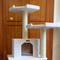 Real Wood B7801 Classic Cat Tree In Ivory 6 Levels Playhouse