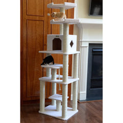 Real Wood B7801 Classic Cat Tree In Ivory 6 Levels Playhouse