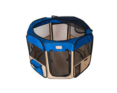 Armarkat PP001B-M Portable Pet Playpen In Blue and BGE Combo