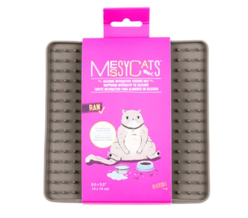 Messy Mutts Cat Silicone Interactive Feeding Mat Grey