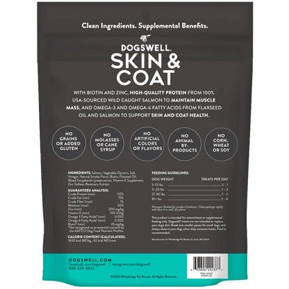 Dogswell Jerky Skin and Coat Grain-Free Salmon 10oz.