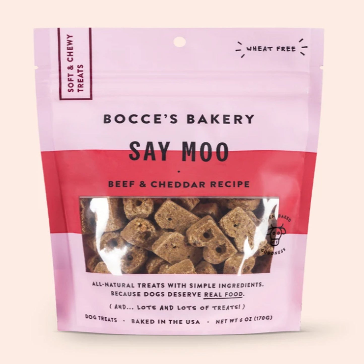 Bocces Bakery Dog Soft And Chewy Say Moooo 6oz.